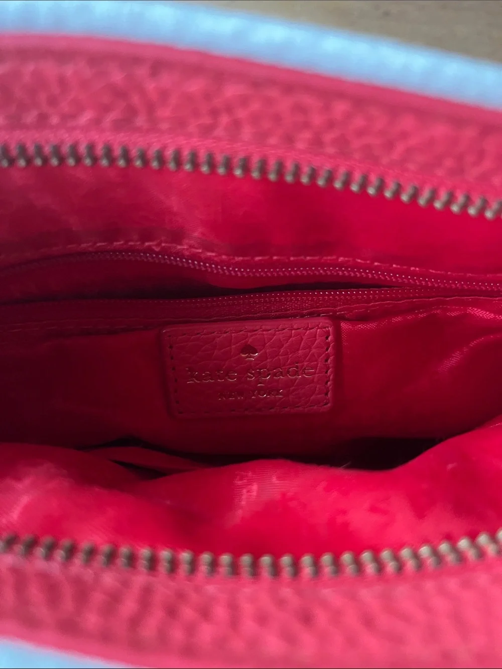 kate spade Red Pebbled Leather Crossbody with White Trim